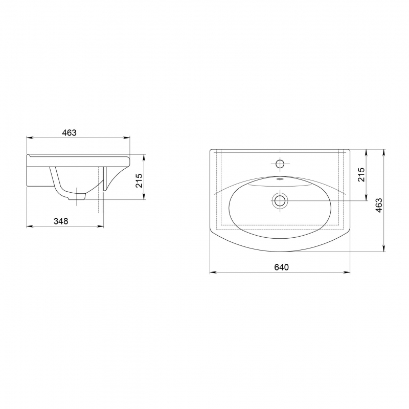1.3120.7.S00.11B.0 Подвесная раковина настенная прямоугольная SANTERI  белая  - Вид №1