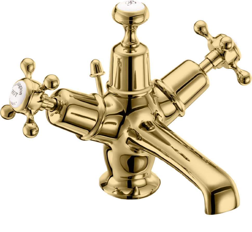 Смеситель на 1 отверстие с донным клапаном [CL4 GOL] GOLD Burlington T12-QT GOL, T1 GOL - Вид №2