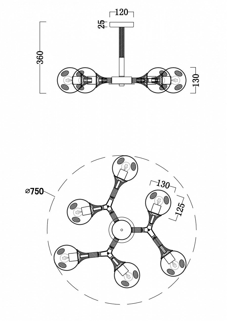 Светильник потолочный на 6 ламп белый Amy FR5105CL-06W FREYA MODERN 00-3957022 Белый - Вид №2