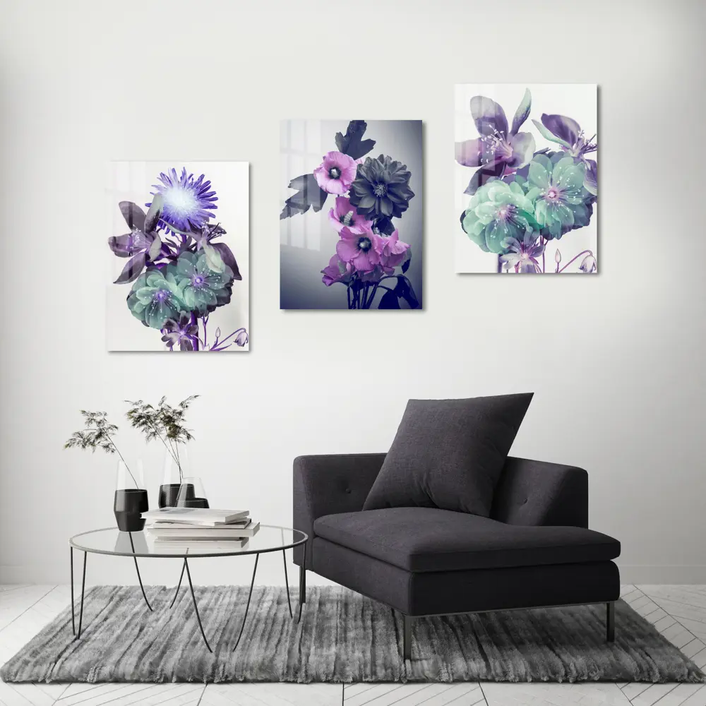 Картина на стекле "Цветы бирюзово-серые" 60x80 см 82924212 STLM-2150680 ARTABOSKO  - Вид №5