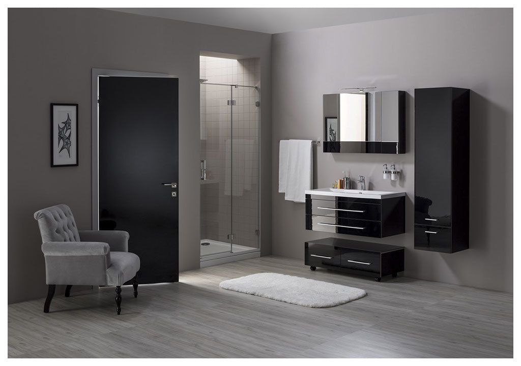 Шкаф-пенал для ванной Aquanet Верона 40 черный (подвесной) 00176673 - Вид №1