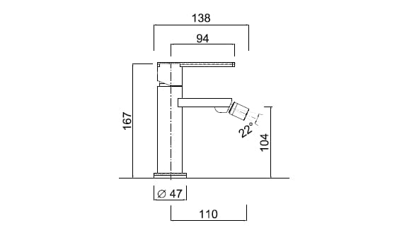 Смеситель для биде с одной ручкой Rubinetteria Giulini Surf Deluxe ARCH-00009479 - Вид №1
