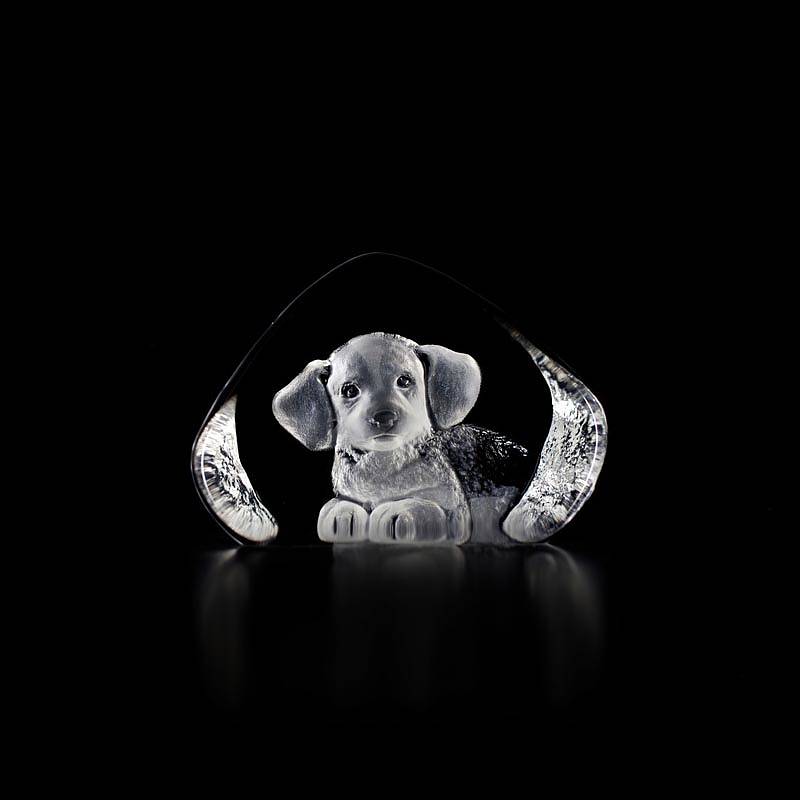 33697 Скульптура из прозрачного хрусталя "Гончая (щенок)", 95/70 мм. Maleras 