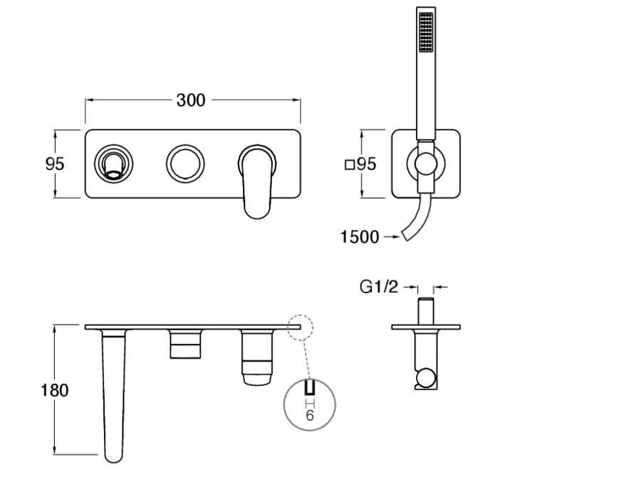 Встраиваемый однорычажный душ / ванна с переключателем CRISTINA Rubinetterie бочка ARCH-00004007 - Вид №1