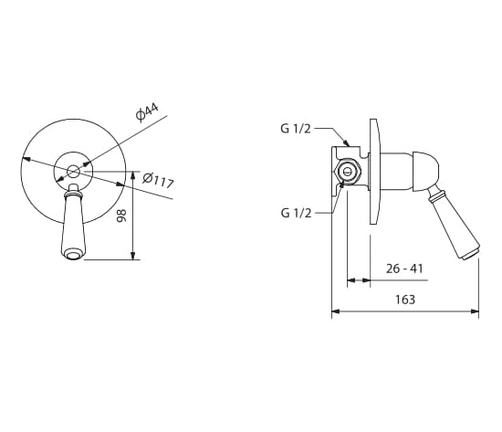 Однорычажный смеситель для душа с пластиной Park Avenue Джеймс ARCH-00139532 - Вид №2