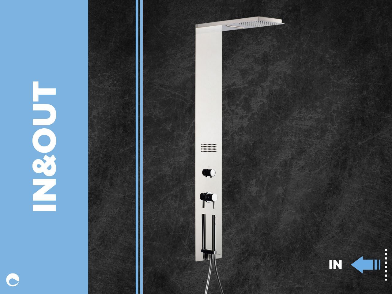 Душевая панель из нержавеющей стали с ручным душем и переключателем Cropelli Quadro ARCH-00098721 - Вид №14