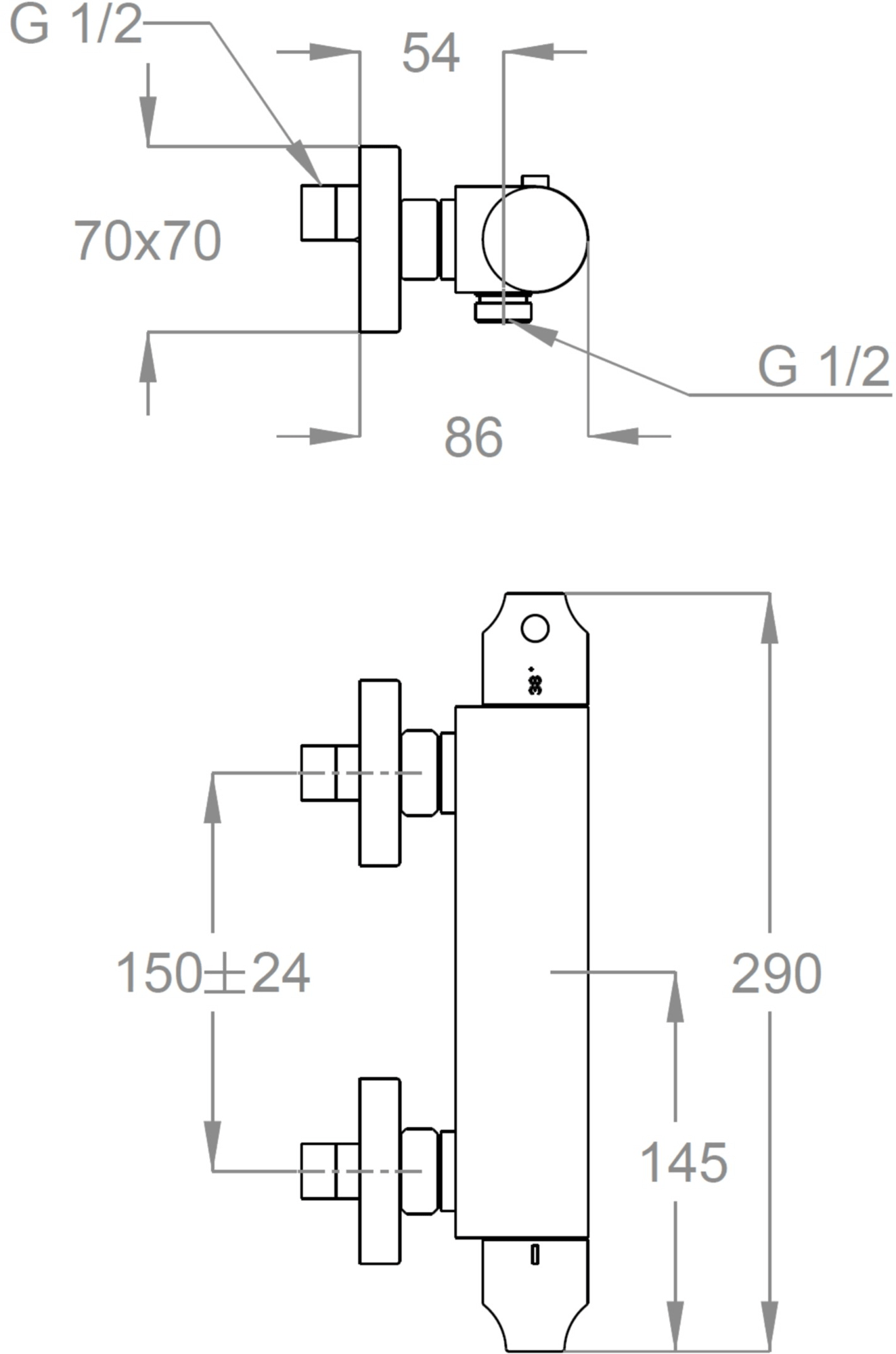 Fir Italia Внешний термостатический смеситель для душа из латуни Doda 67 6733912 - Вид №1