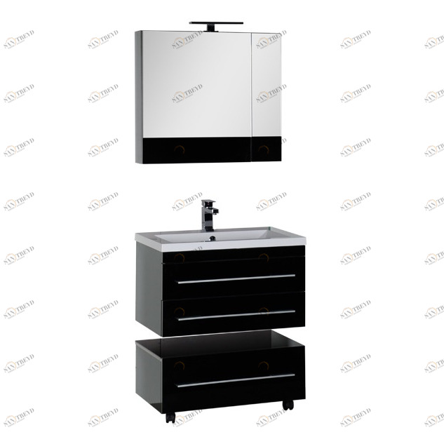 Комплект мебели Aquanet Верона 75 черный (подвесной 2 ящика) 00175472