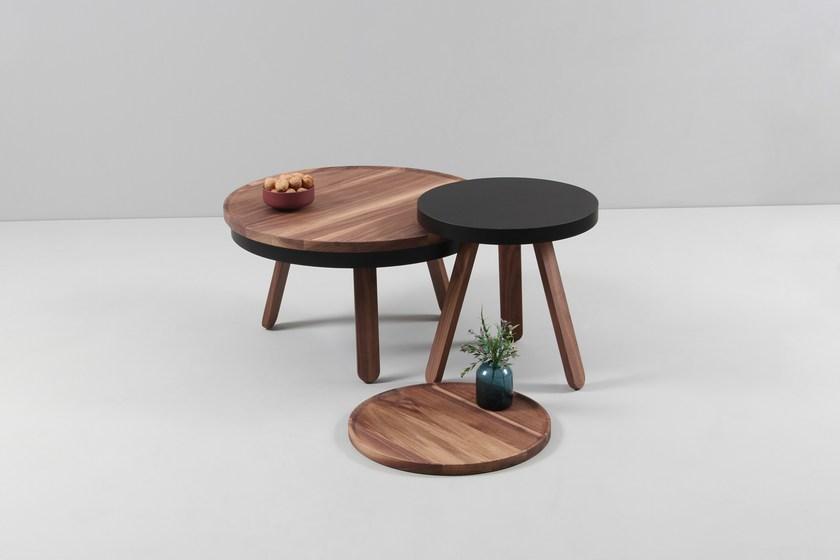 Woodendot Круглый журнальный столик из орехового дерева с местом для хранения вещей sun-id-1393119 - Вид №7