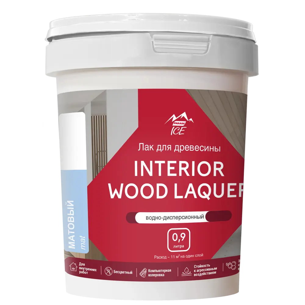 Акриловый лак для дерева Parade Interior Wood Laquer - матовый прозрачный 0,9 л 89345862 STLM-1388102