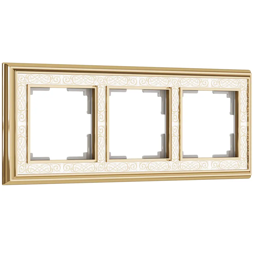Рамка для розеток и выключателей Werkel Palacio Gracia 3 поста цвет золотисто-белый STLM-2060668