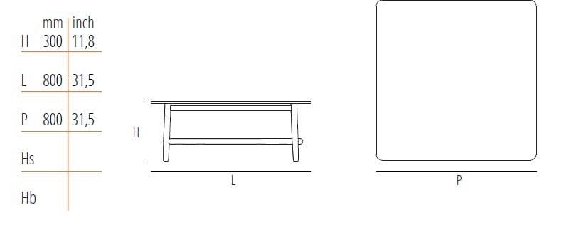Квадратный деревянный и стеклянный журнальный столик Wiener GTV Design Single Curve ARCH-00008346 - Вид №5