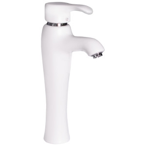 Смеситель д/ум MLN-F-001-M керамический, однорычажный, белый матовый, высокий F-001-M