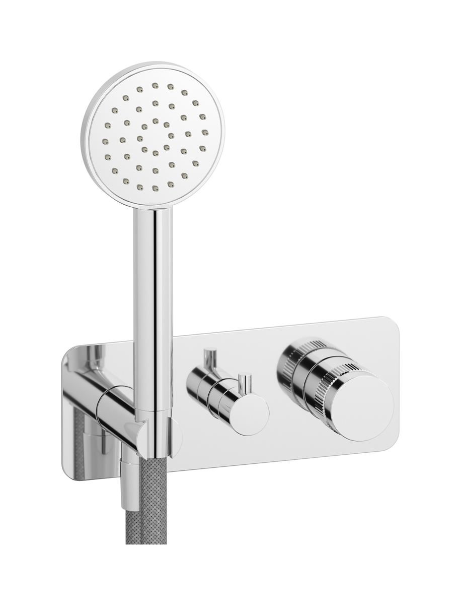 Прогрессивный настенный смеситель для душа на 3 потребителя со встроенным душевым гарнитуром. WE ARE IB rx314cc Chrome Reflex