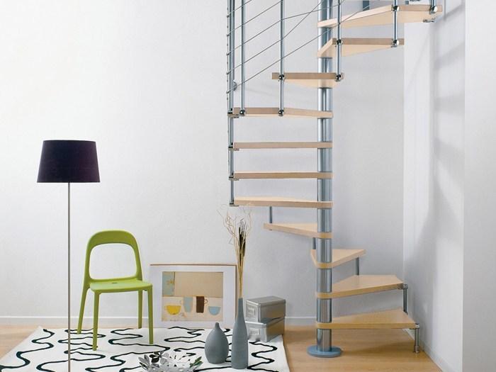 Fontanot Винтовая лестница из стали и дерева квадратного плана Pixima sun-id-1347290 - Вид №1