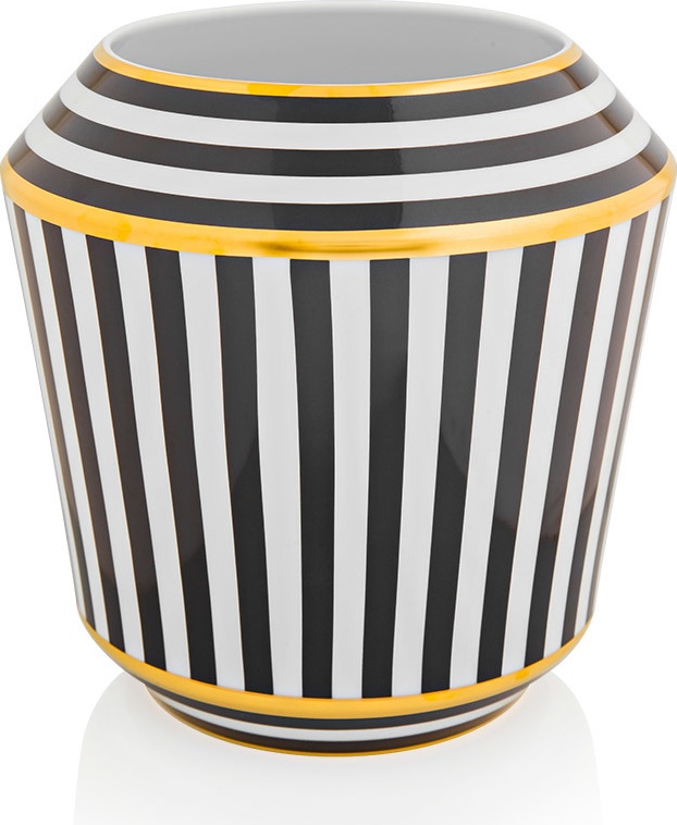 10578976 Sieger by Furstenberg Ваза Sieger by Furstenberg "Луна" (черные полосы с золотом) 21см Фарфор, Керамика 