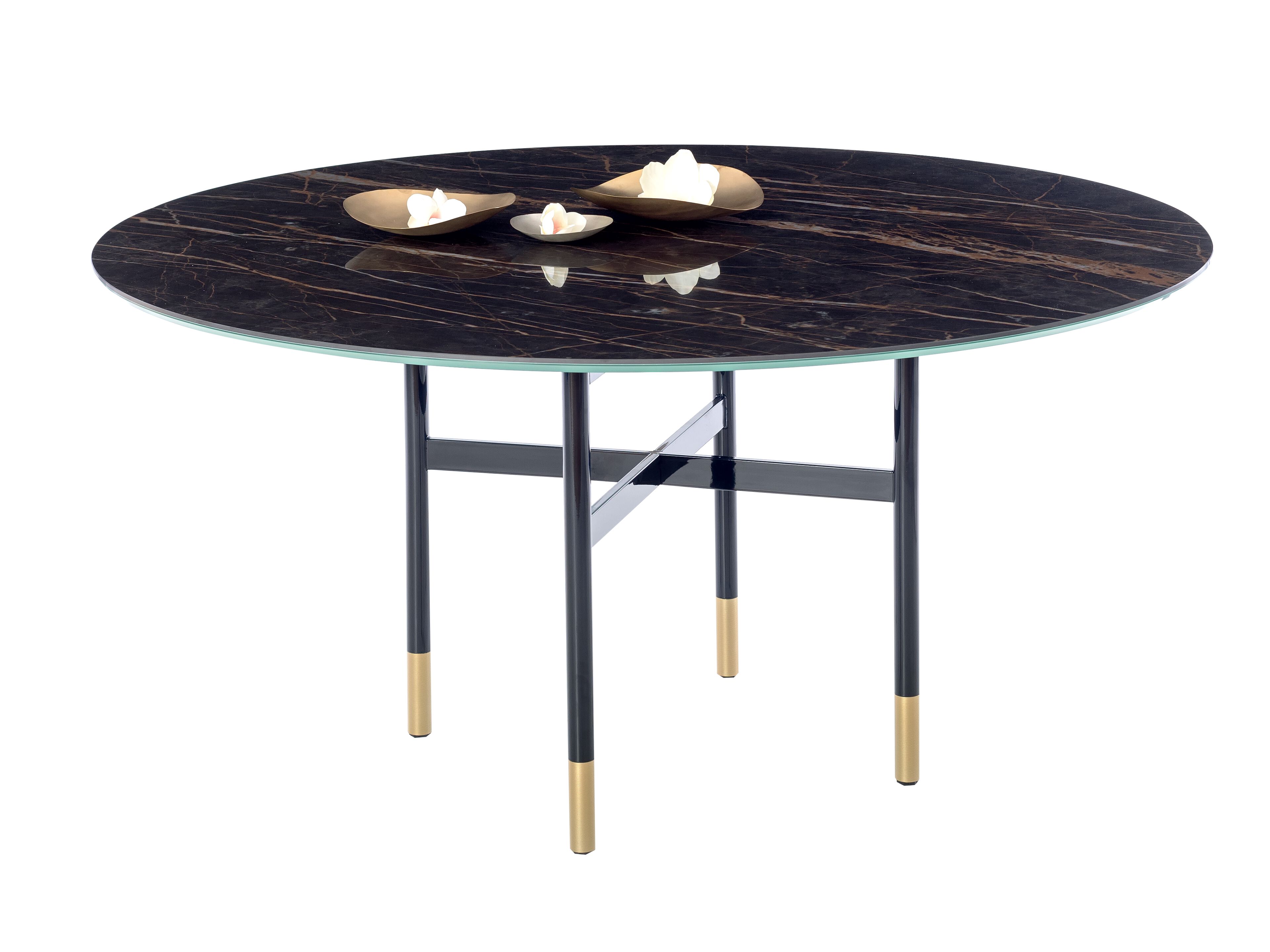 Круглый обеденный стол из нержавеющей стали и SuperMarmo Bontempi Casa GLAMOUR ARCH-00060859