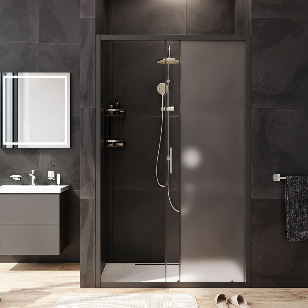 W90G-120-1-195BM Solo Дверь душевая 120х195 стекло матовое профиль черный матовый AM.PM Gem - Вид №2