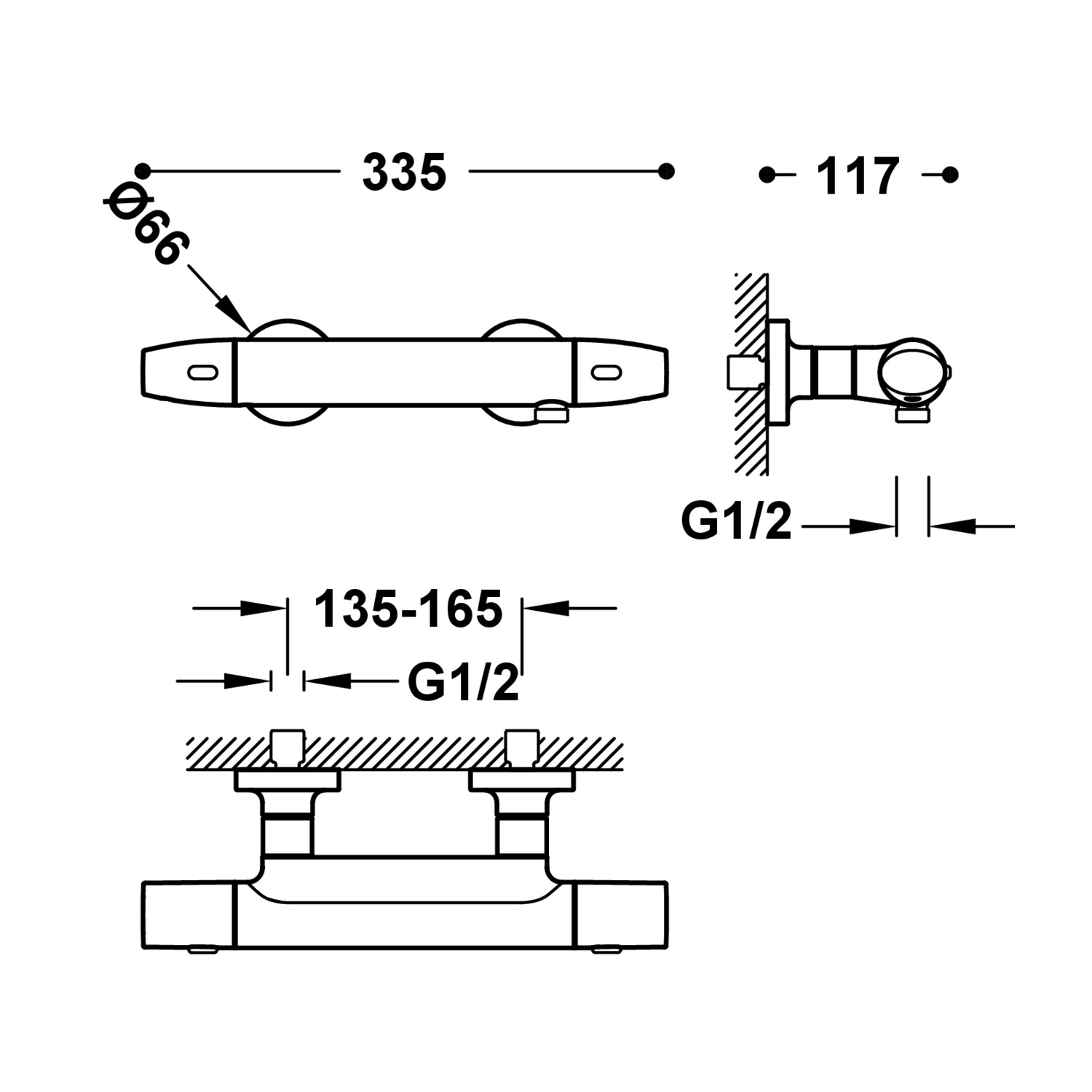 Настенный термостатический кран для душа-19016403 TRES Thermostatic - Вид №1