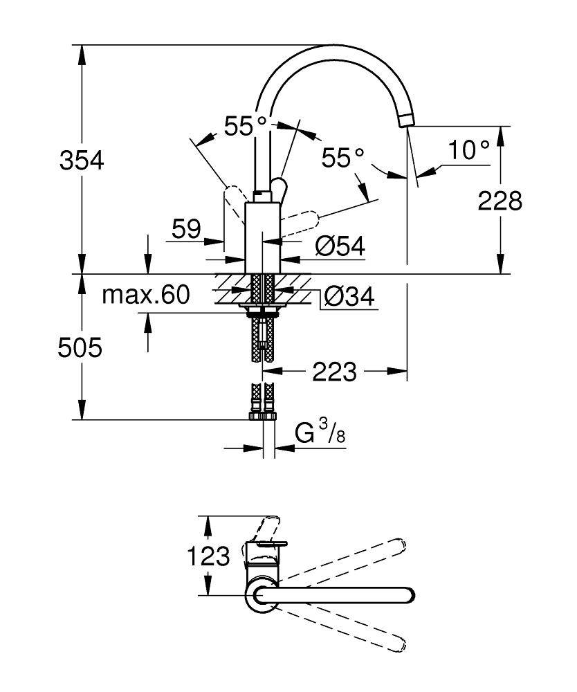 33975002 Смеситель для кухни Grohe Eurostyle Cosmopolitan хром - Вид №1