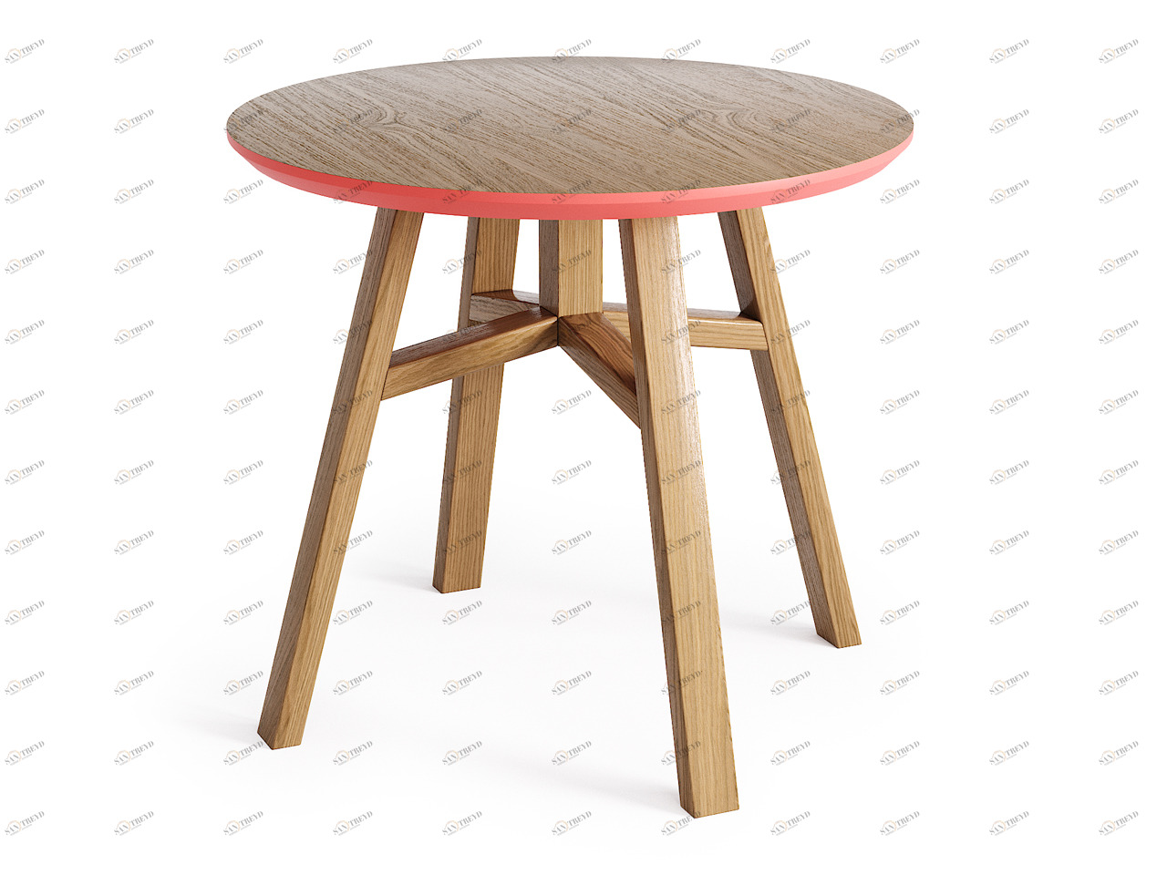Приставной столик круглый натуральный дуб, коралловый 55 см Mack THE IDEA  210071 Бежевый 