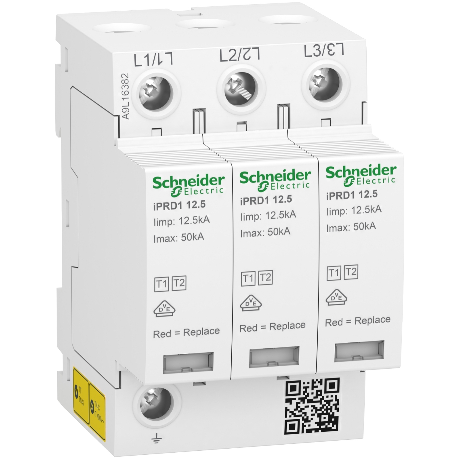 A9L16382 УЗИП iPRD1 12.5r 3P 50kA КЛАСС 1+2 с картриджем Schneider Electric 