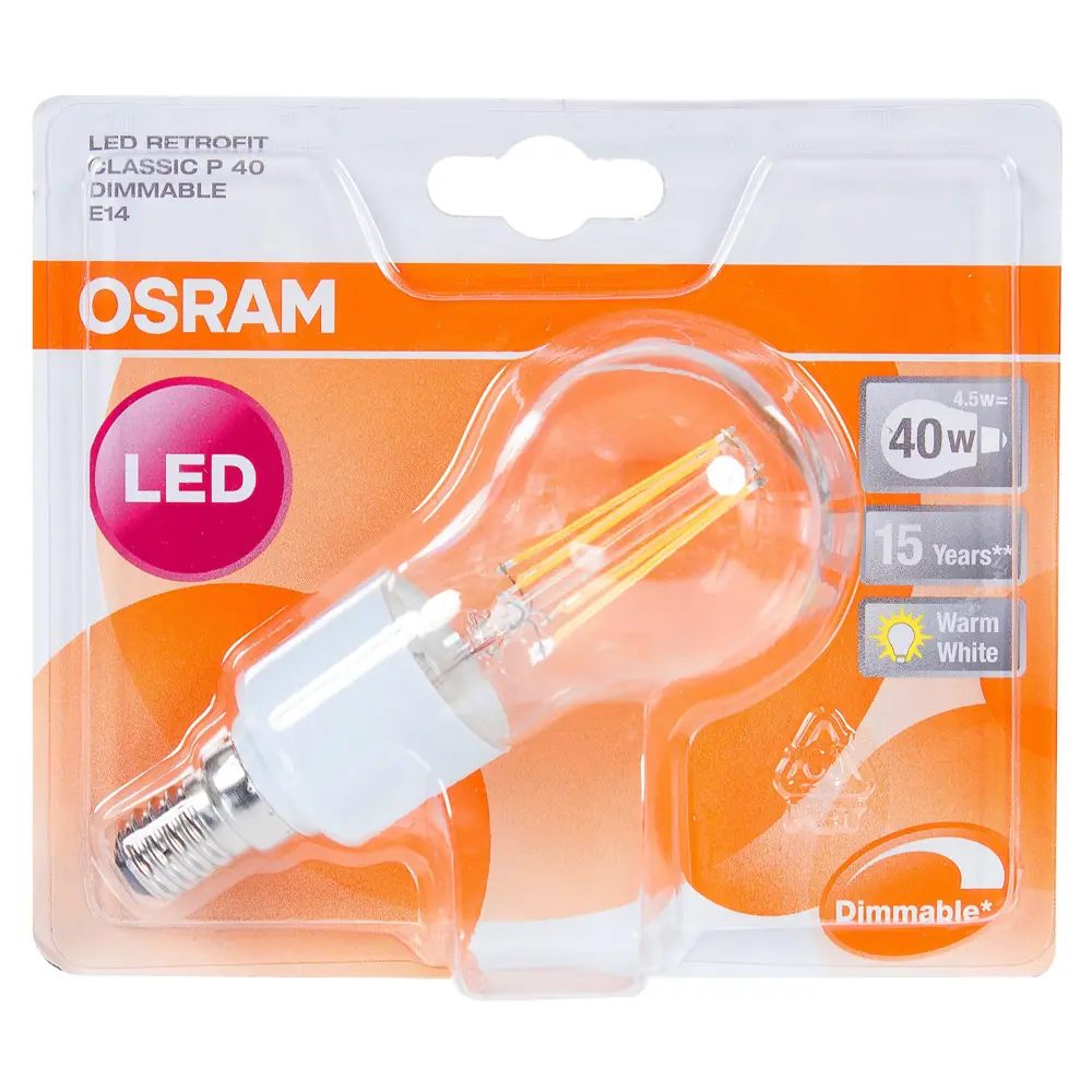 Лампа светодиодная диммируемая Osram шар E14 4,5 Вт 470 Лм свет тёплый белый 18610085 STLM-2106903  - Вид №1