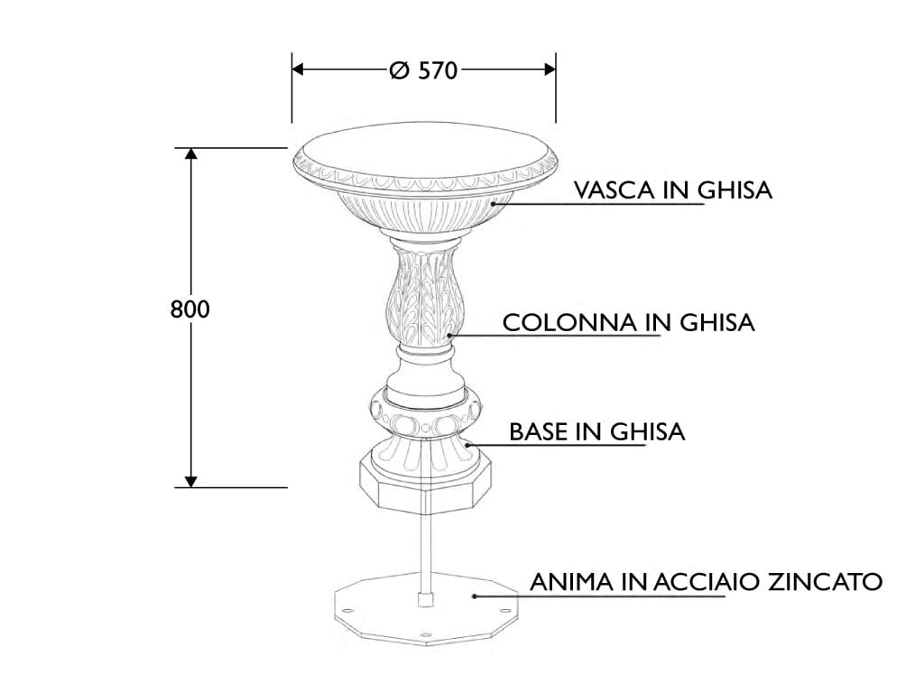 Чугунный напольный фонтан EUROCOMITALIA классическая мебель ARCH-00016895 - Вид №1