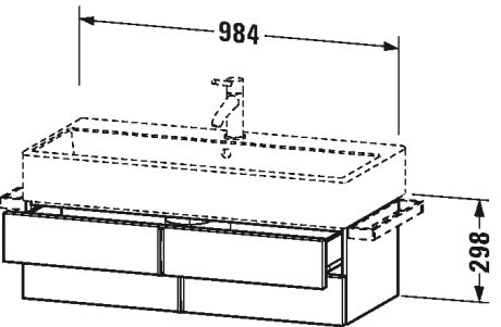 VA628806969 Тумбочка подвесная Vero Air #VA6288 984 x 431 мм Орех брашированный (натуральный шпон) Duravit - Вид №1