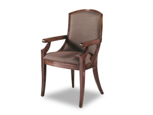 Деревянный и тканевый стул с подлокотниками