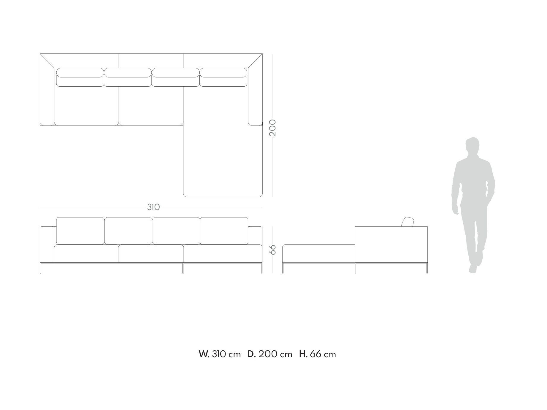 Бархатный диван с полуостровом PRADDY Miller ARCH-00040345 - Вид №4