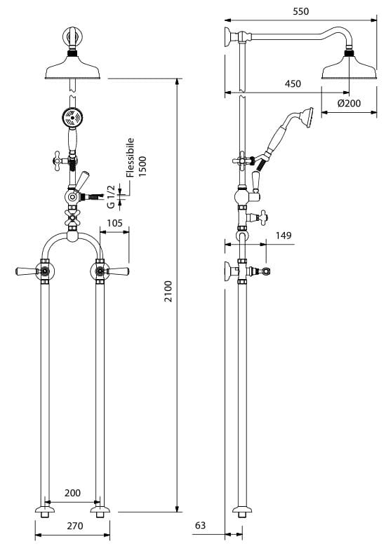 Напольная душевая колонна с переключателем Park Avenue Astaire ARCH-00036017 - Вид №2