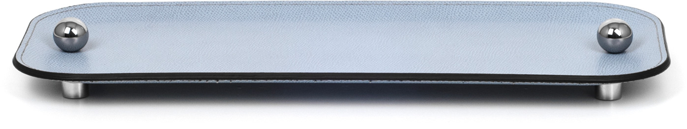 Поднос Олимпия - 36X15 см/металл-хром/тканая кожа_верблюжья