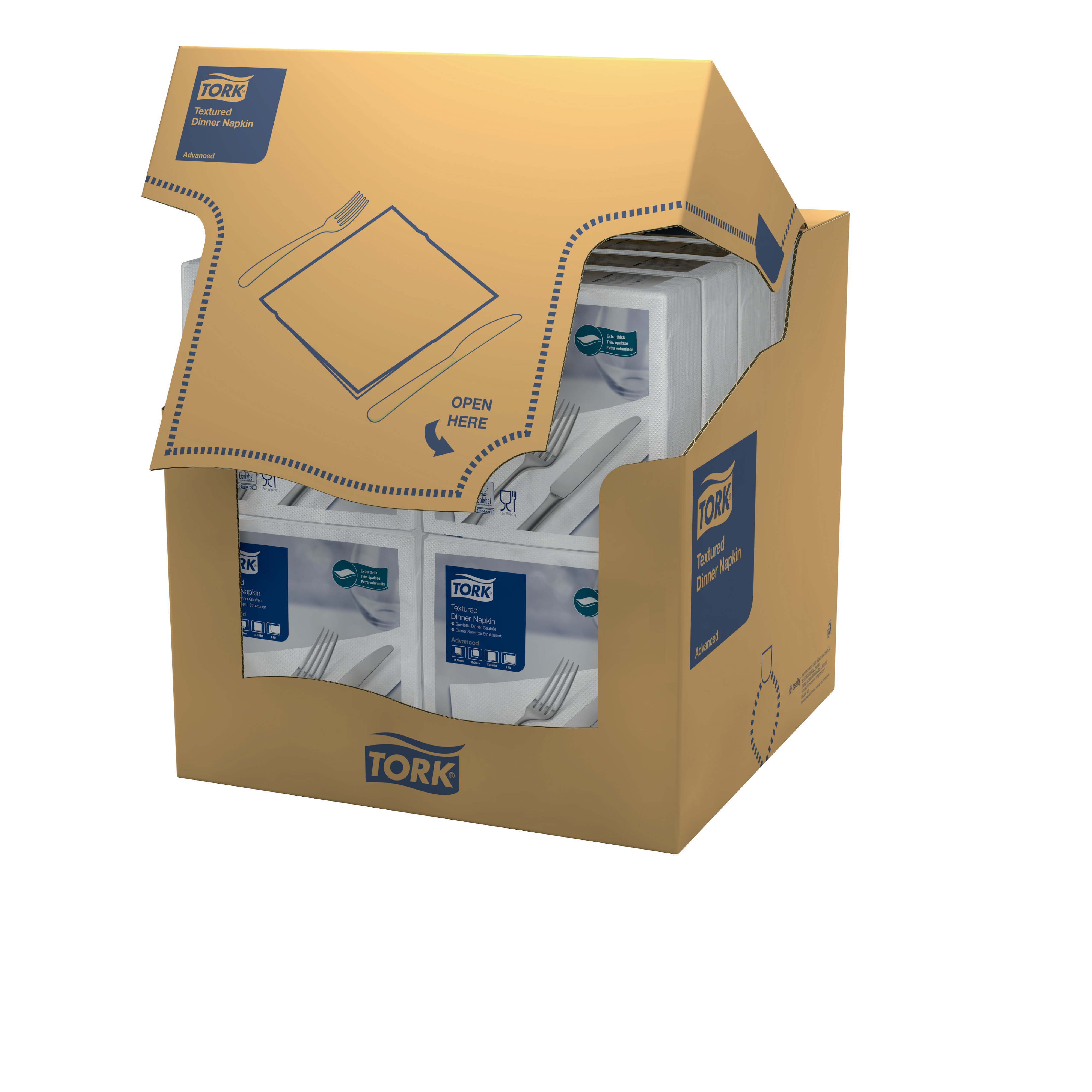 50941400 Текстурированная белая обеденная салфетка, сложенная в 1/4 раза Tork  - Вид №2