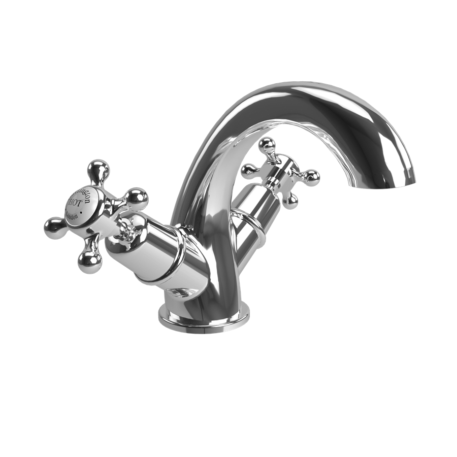 Burlington Claremont Смеситель для раковины Claremont Mono Четверть оборота с черным акцентом в Chrome CL45-QT BLA  - Вид №1