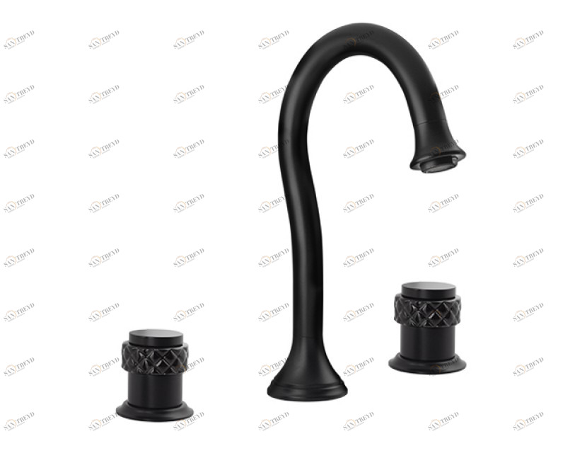 065501.N00.84 Раковина с тремя отверстиями из черного фарфора Матовый черный Mestre 