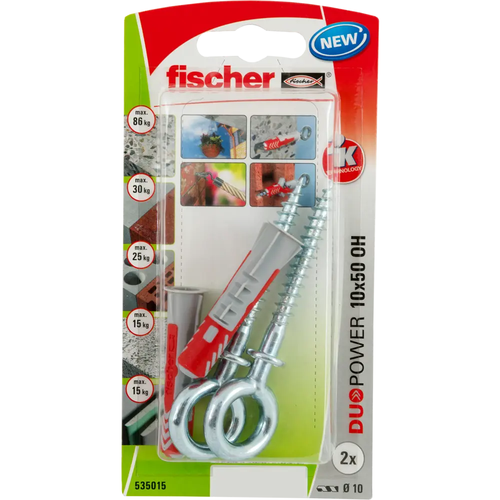 Дюбель универсальный DuoPower 10x50 мм, крюк-кольцо, 2 шт. 81933207 STLM-2197411 FISCHER  - Вид №2