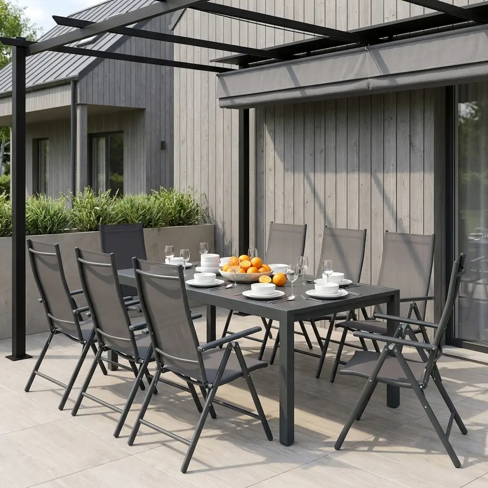 Стул садовый складной BEGINIA Alma 57x68x105 см сталь серый STLM-2023801 - Вид №13