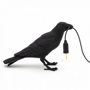 Настольная лампа черная 10,5х33,5 см Bird Black Waiting 14735 SELETTI С ПТИЧКОЙ 00-3882455 Черный