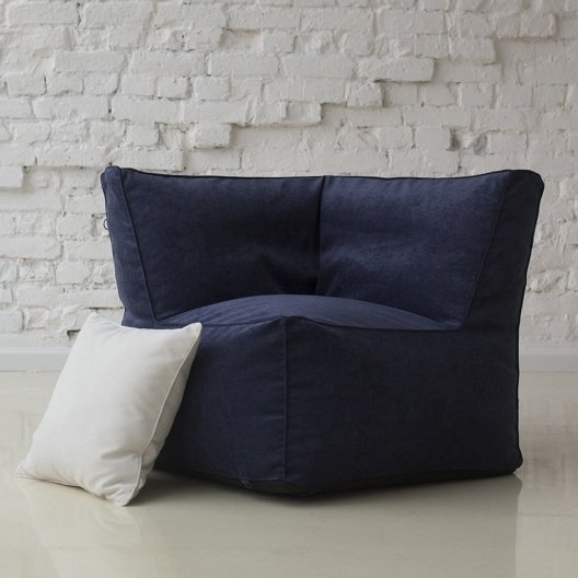 Бескаркасное модульное угловое кресло синее Velvet Lux 42 МАСТЕРСКАЯ КРЕСЛО  335301 Синий Santreyd  - Вид №2