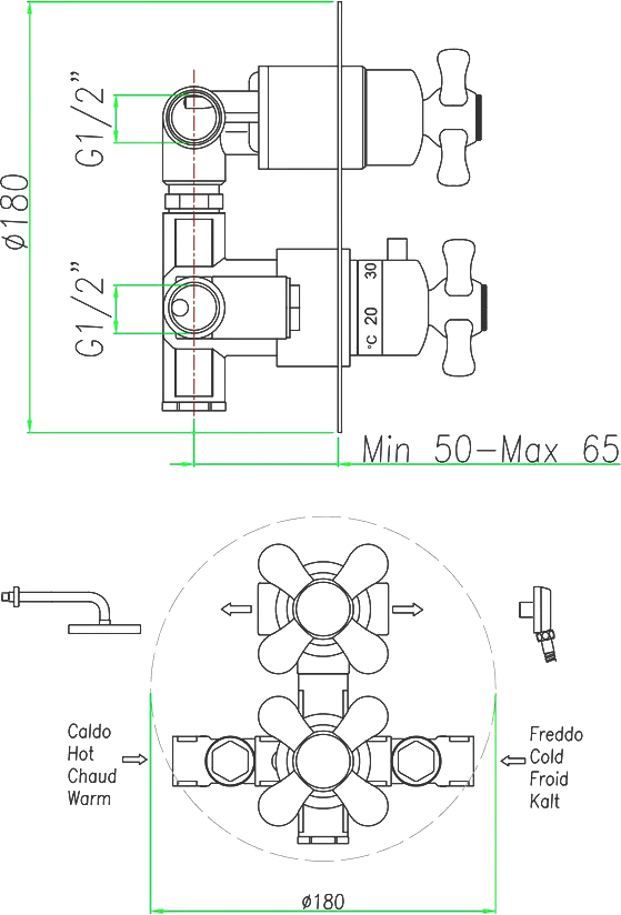 AM970902060 Смеситель для душа , медь Webert Armony - Вид №1