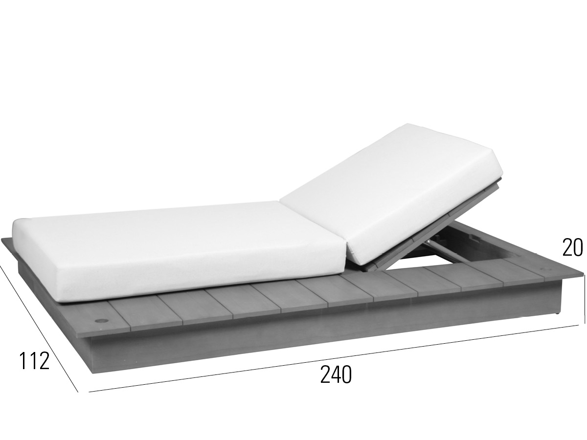 72.00.0719 Односпальная кровать La Villa кушетка справа серый камень с обивкой Mbm  - Вид №1