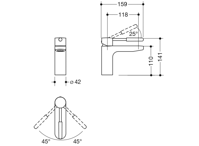 AQ1.12M10260 Однорычажный смеситель для раковины HEWI System-Armaturen  - Вид №2