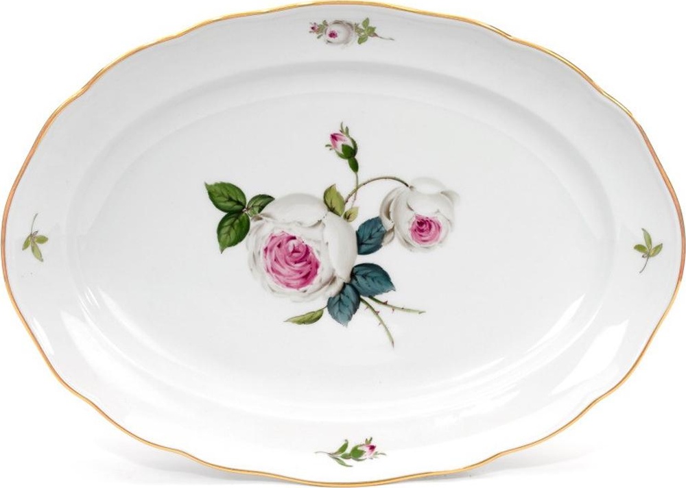 78150 Meissen Блюдо овальное 28,5см "Белая роза" Фарфор 