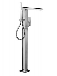 3380SB+3380A  Напольный смеситель для ваннывылет 25 см без ручки переключатель на 2 потока с кнопкой ручная лейка SUN держатель ручной лейки гибкий шланг 125 см ПВХ впуски 1/2'' напольный (a) ручка 3347 заказывается отдельносм раздел ''Ручки'' Fantini Rub