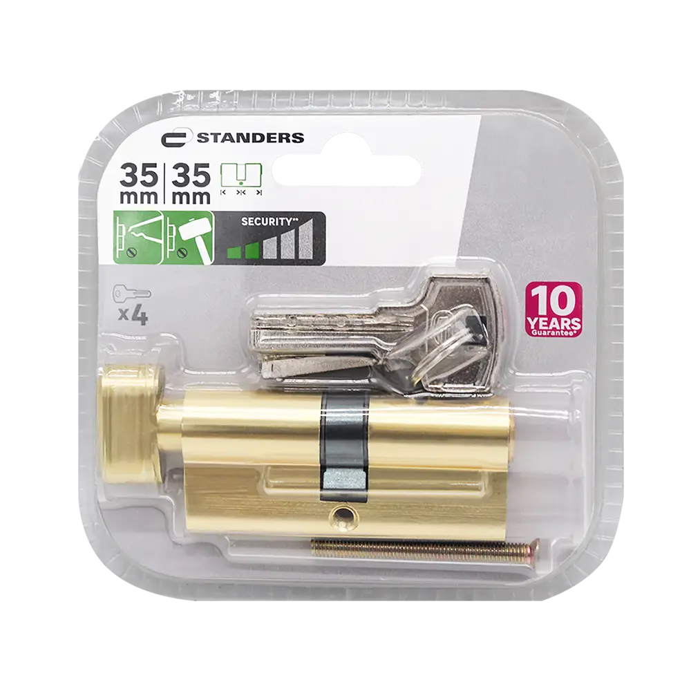 Цилиндр Standers TTAL1-3535NBGD, 35x35 мм, ключ/вертушка, цвет латунь 82625296 STLM-2078621  - Вид №3