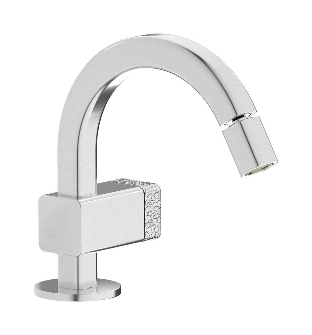 Прогрессивный смеситель для биде на 1 отверстие в комплекте с донным клапаном. WE ARE IB eo220ss_2 Brushed Nickel Elio