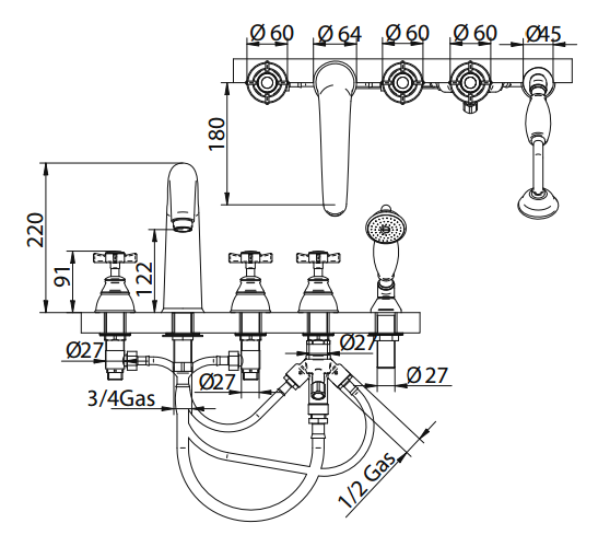 616940JJ18 Смеситель Bandini Old England Santreyd - Вид №1