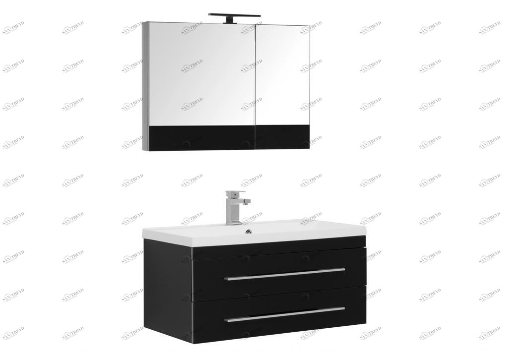 Комплект мебели для ванной Aquanet Верона NEW 90 черный (подвесной 2 ящика) 00230313