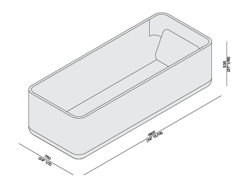 Мраморная прямоугольная ванна в центре комнаты LUCE DI CARRARA Monolithos ARCH-00070047 - Вид №2